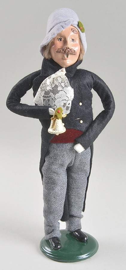 Victorian Assorted Carolers Mustache Man With Bell-Black Burgundy - No Box by Byers' Choice Ltd-1