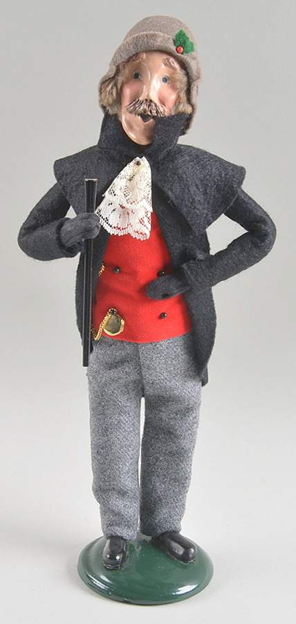 Victorian Assorted Carolers Mustache Man With Cane & Watch-Black - No Box by Byers' Choice Ltd-1