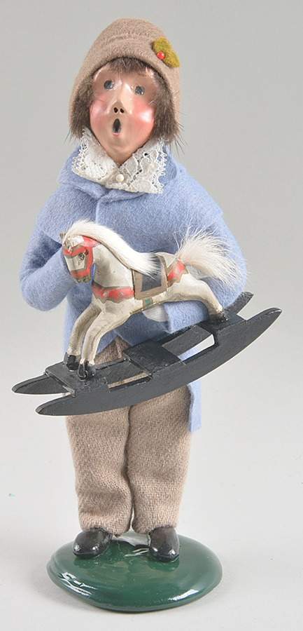 Victorian Assorted Carolers Boy With Rocking Horse-Blue - No Box by Byers' Choice Ltd-1