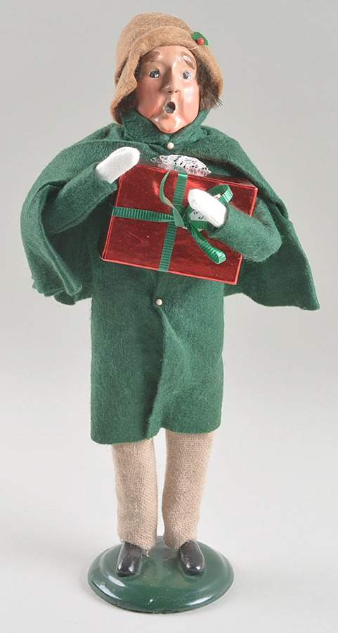 Victorian Assorted Carolers Man With Gift-Green - No Box by Byers' Choice Ltd-1