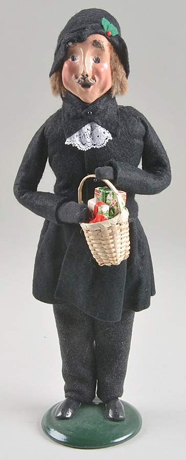 Victorian Assorted Carolers Mustache Man With Basket-Black - No Box by Byers' Choice Ltd-1