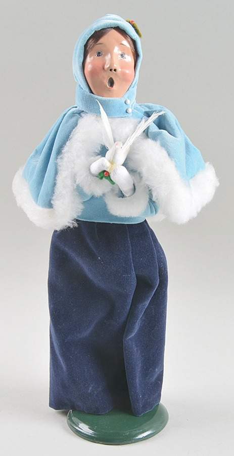 Victorian Assorted Carolers Woman With Dove-Blue Cape Fur Trim - No Box by Byers' Choice Ltd-1