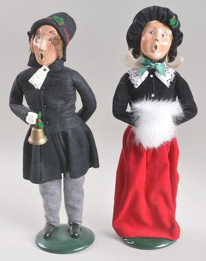 Victorian Assorted Carolers Man & Woman-Black & Burgundy - No Box by Byers' Choice Ltd-1