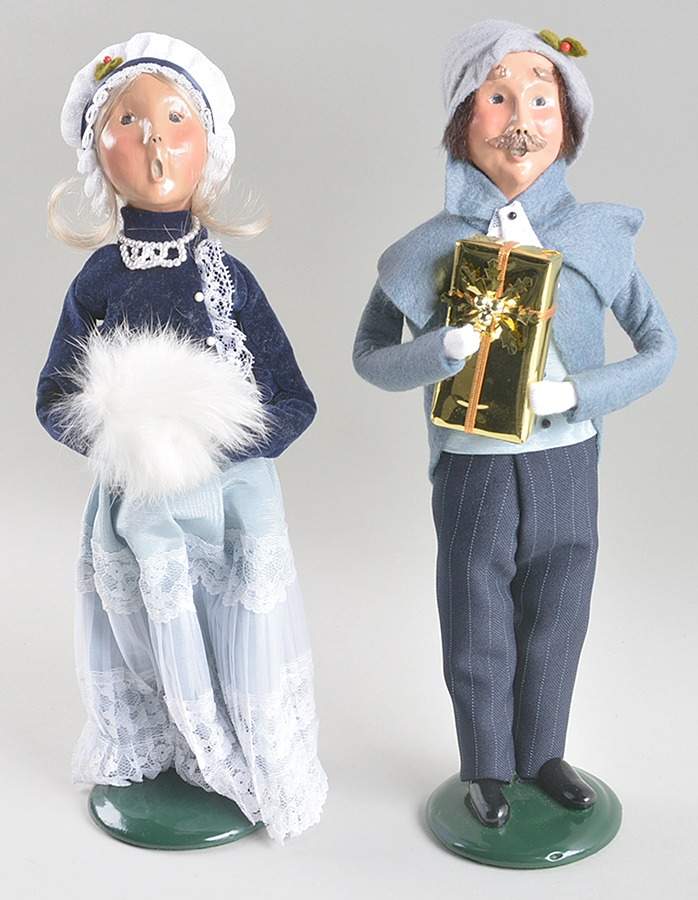 Victorian Assorted Carolers Man & Woman-Blue & Grey - No Box by Byers' Choice Ltd-1