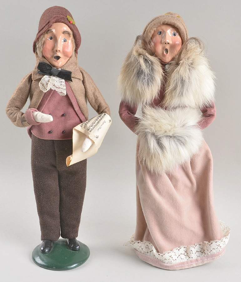 Victorian Assorted Carolers Man & Woman-Tan & Pink - No Box by Byers' Choice Ltd-1