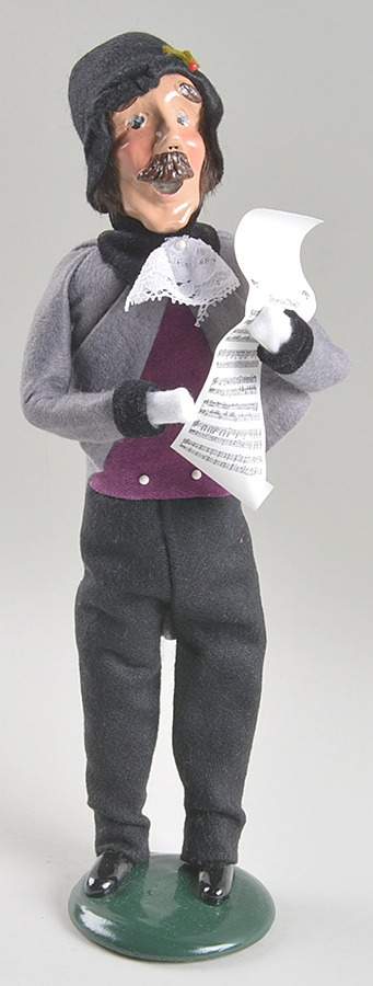Victorian Assorted Carolers Mustache Man With Music-Grey Coat - No Box by Byers' Choice Ltd-1