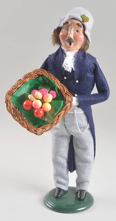 Victorian Assorted Carolers Mustache Man With Fruit Basket And Pocke - No Box by Byers' Choice Ltd-1