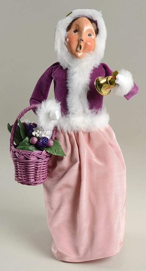 Victorian Assorted Carolers Woman With Flower Basket-Purple And Pink - No Box by Byers' Choice Ltd-1
