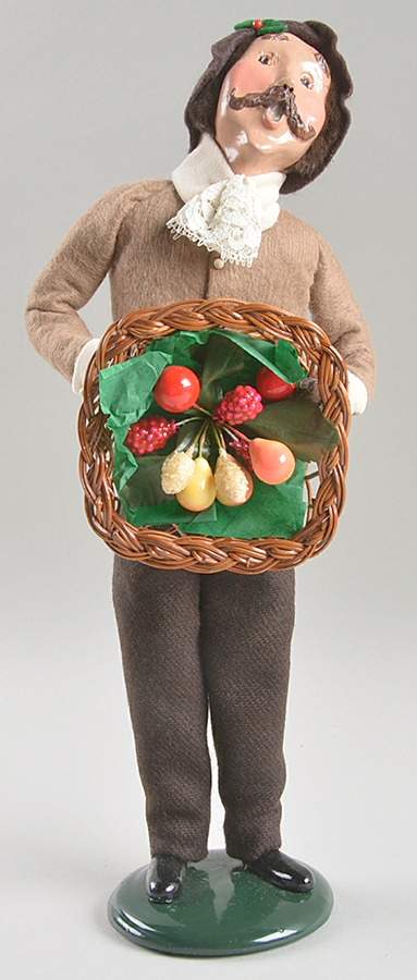 Victorian Assorted Carolers Man With Fruit Tray-Brown Coat - No Box by Byers' Choice Ltd-1