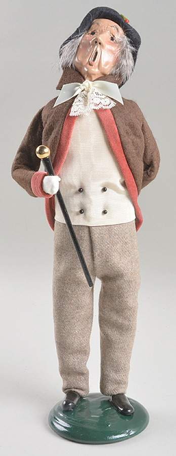 Victorian Assorted Carolers Man With Cane-Brown Coat - No Box by Byers' Choice Ltd-1