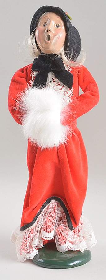 Victorian Assorted Carolers Woman With Muff-Red Lace Dress - No Box by Byers' Choice Ltd-1