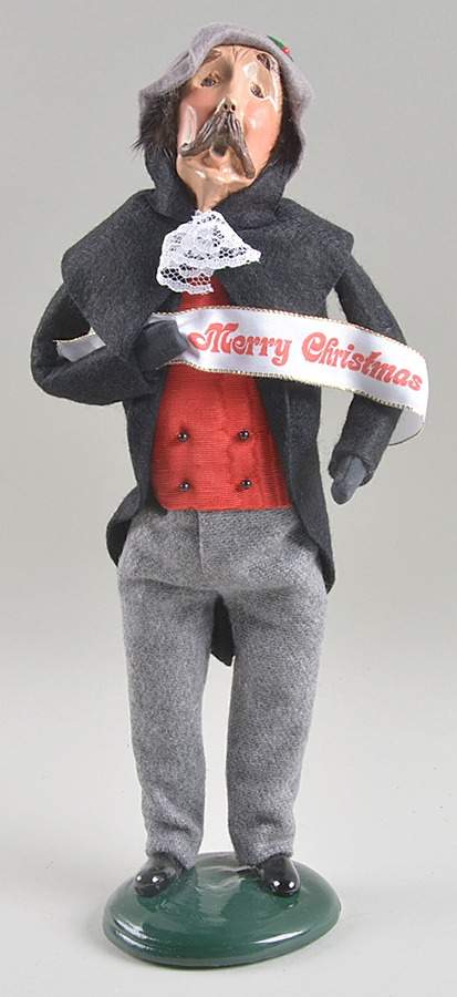Victorian Assorted Carolers Mustache Man With Merry Christmas Sign - No Box by Byers' Choice Ltd-1