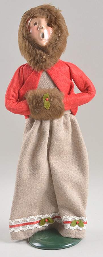 Victorian Assorted Carolers Woman With Muff-Brown Dress-Red Coat - No Box by Byers' Choice Ltd-1