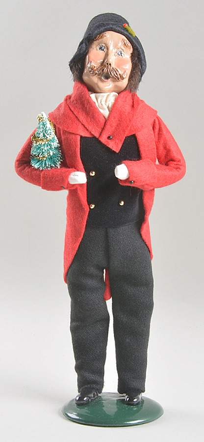 Victorian Assorted Carolers Mustache Man With Tree-Red - No Box by Byers' Choice Ltd-1
