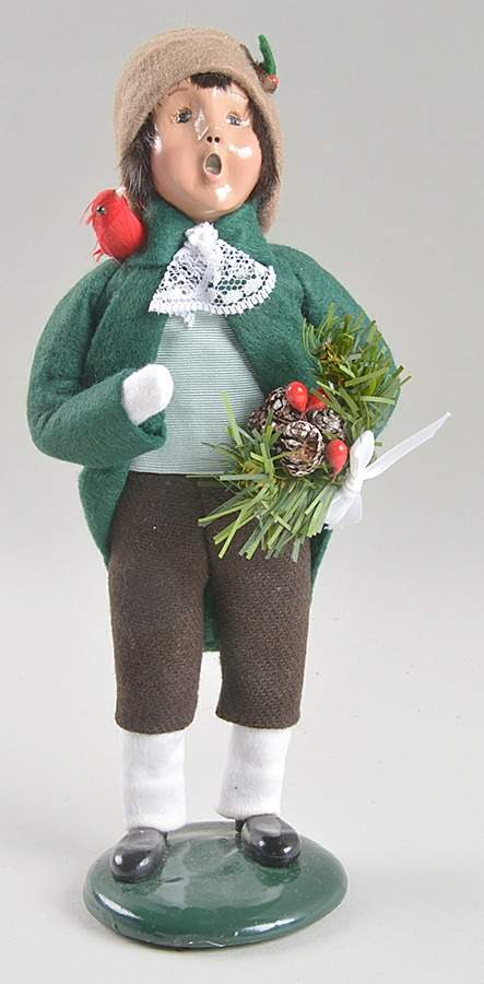 Victorian Assorted Carolers Boy With Pinecones And Bird On Shoulder - No Box by Byers' Choice Ltd-1