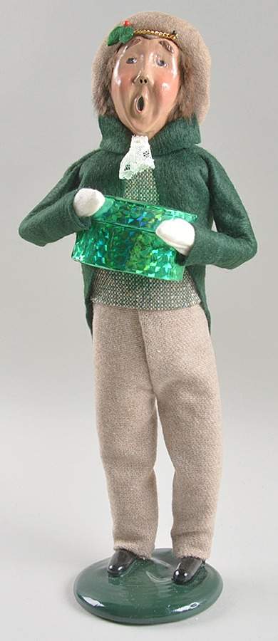 Victorian Assorted Carolers Man With Gift-Green Coat - No Box 233 by Byers' Choice Ltd-1