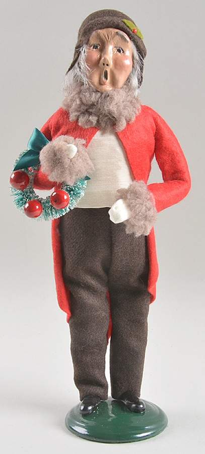 Victorian Assorted Carolers Grandfather With Wreath-Red/Fur Trim - No Box by Byers' Choice Ltd-1