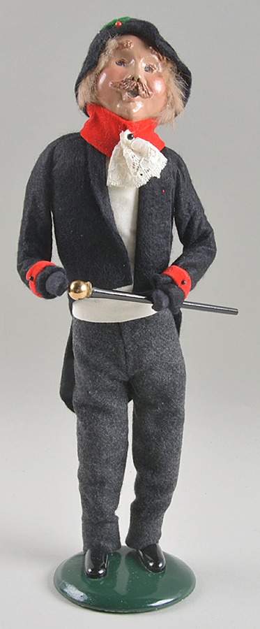 Victorian Assorted Carolers Mustache Man With Cane-Black - No Box by Byers' Choice Ltd-1
