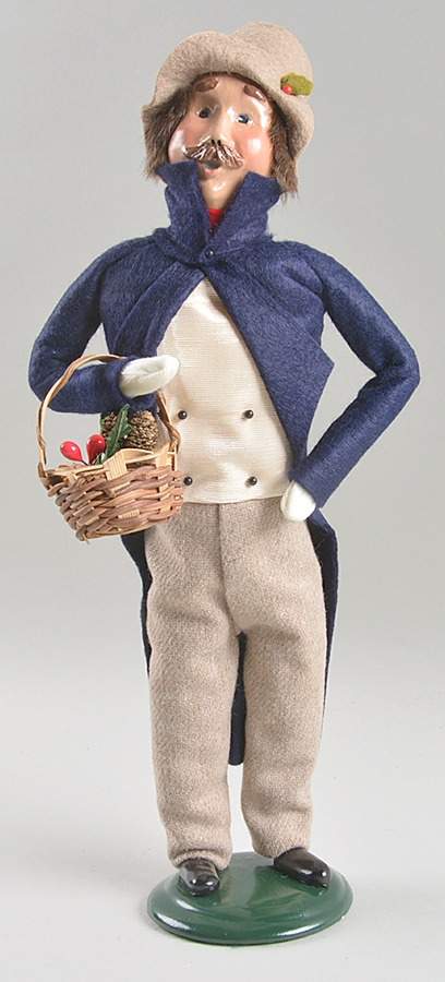 Victorian Assorted Carolers Mustache Man With Basket-Blue - No Box by Byers' Choice Ltd-1