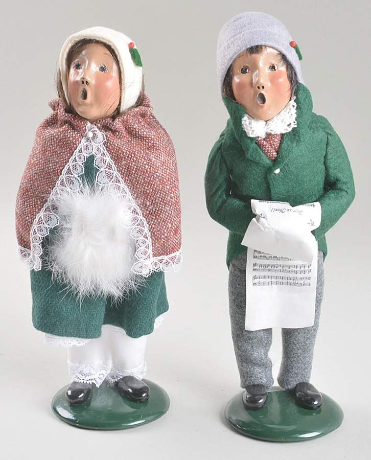 Victorian Assorted Carolers Boy And Girl-Green Colors - No Box by Byers' Choice Ltd-1