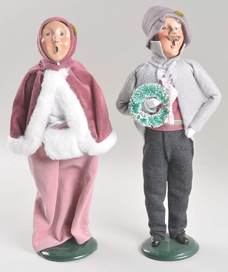 Victorian Assorted Carolers Man And Woman-Pink And Grey - No Box by Byers' Choice Ltd-1