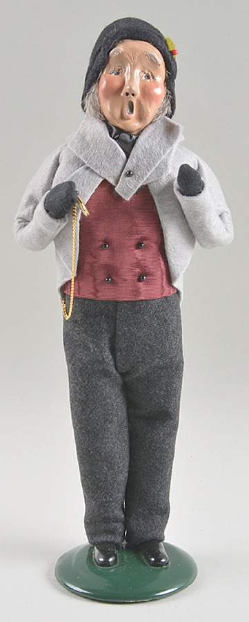 Victorian Assorted Carolers Grandfather With Pocket Watch-Grey Coat - No Box by Byers' Choice Ltd-1