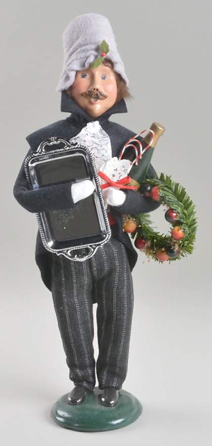 Victorian Assorted Carolers Shopper Man With Silver Tray-Wreath-Cand - No Box by Byers' Choice Ltd-1