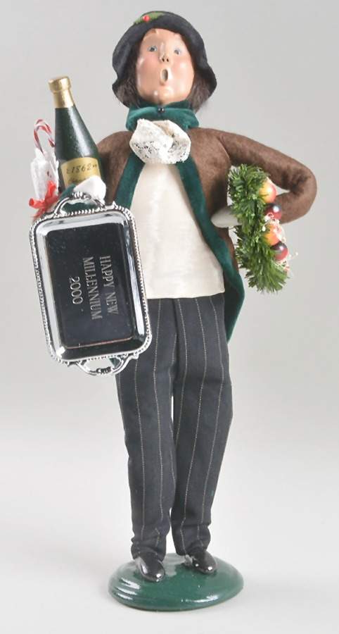 Victorian Assorted Carolers Shopper Man With Silver Tray-Wreath-Cand - No Box by Byers' Choice Ltd-1