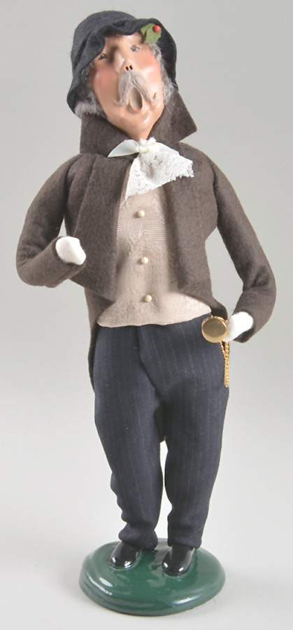 Victorian Assorted Carolers Grandfather With Pocket Watch-Brown Coat - No Box by Byers' Choice Ltd-1