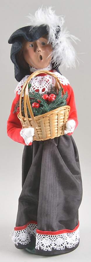 Victorian Assorted Carolers Woman With Greenery Basket-Big Hat - No Box by Byers' Choice Ltd-1