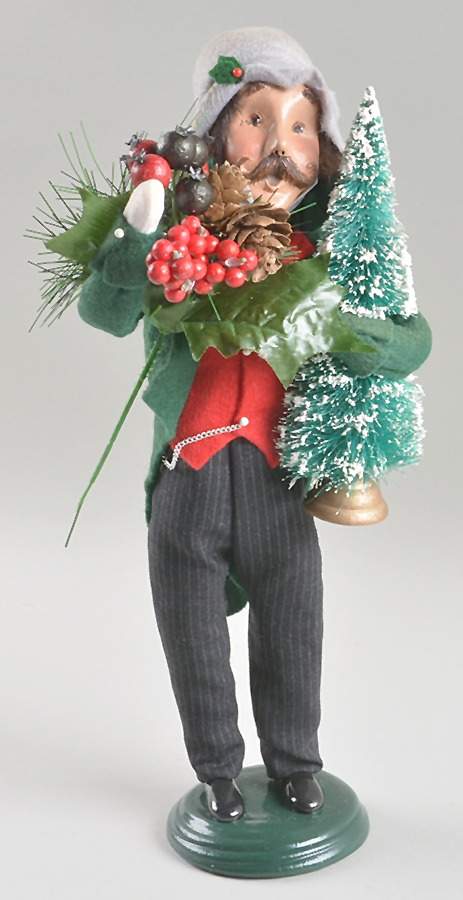 Victorian Assorted Carolers Shopper Man With Tree And Pinecone Cente - No Box by Byers' Choice Ltd-1