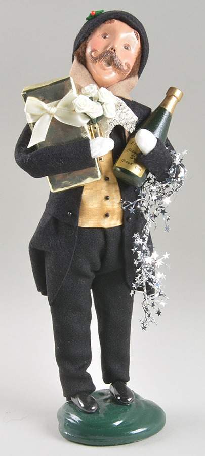 Victorian Assorted Carolers Shopper Man With Wine Bottle-Gifts - No Box by Byers' Choice Ltd-1