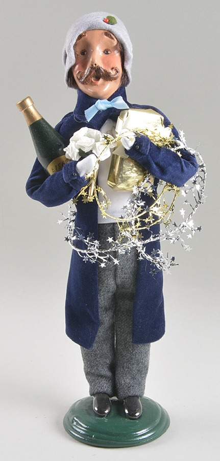 Victorian Assorted Carolers Shopper Man With Wine Bottle-Gifts-Garla - No Box by Byers' Choice Ltd-1