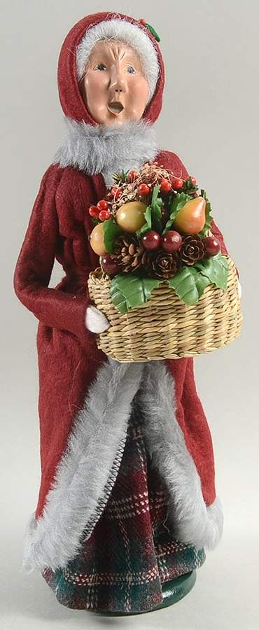 Victorian Assorted Carolers Grandmother With Fruit Basket-Burgundy - No Box by Byers' Choice Ltd-1