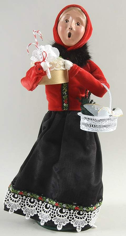 Victorian Assorted Carolers Shopper Woman With Candy Cane Gift Box - No Box by Byers' Choice Ltd-1