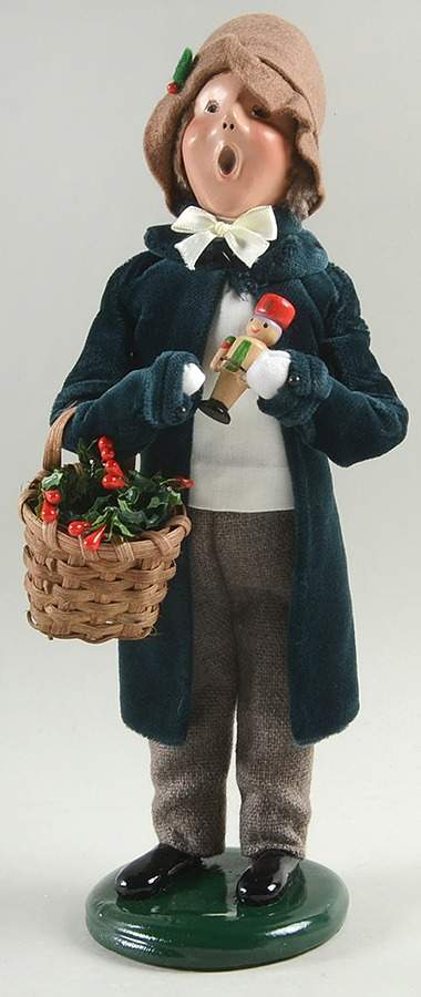 Victorian Assorted Carolers Teen With Holly Basket And Toy-Green Vel - No Box by Byers' Choice Ltd-1