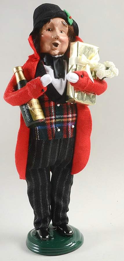 Victorian Assorted Carolers Shopper Man With Wine Bottle-Gifts - No Box by Byers' Choice Ltd-1