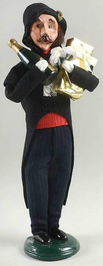 Victorian Assorted Carolers Shopper Man With Wine Bottle-Gifts - No Box by Byers' Choice Ltd-1