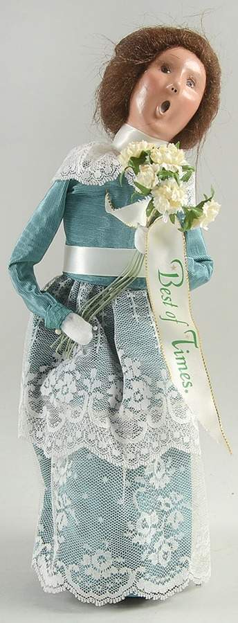 Victorian Assorted Carolers Woman With Best Of Times Banner-Green - No Box by Byers' Choice Ltd-1