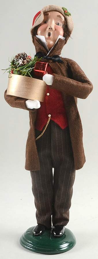 Victorian Assorted Carolers Man With Gift-Brown - Nb386, No Box by Byers' Choice Ltd-1