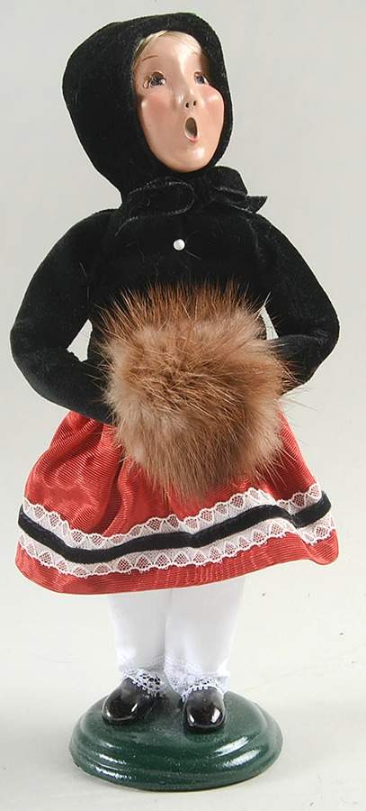 Victorian Assorted Carolers Girl With Muff-Black Hood - No Box by Byers' Choice Ltd-1