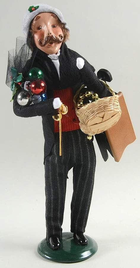 Victorian Assorted Carolers Mustache Shopper Man-Black - No Box by Byers' Choice Ltd-1