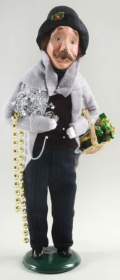 Victorian Assorted Carolers Mustache Man With Decorations-Grey - No Box by Byers' Choice Ltd-1