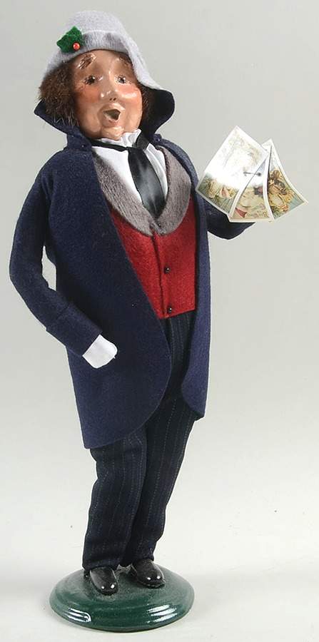Victorian Assorted Carolers Man With Cards-Blue Coat - No Box by Byers' Choice Ltd-1