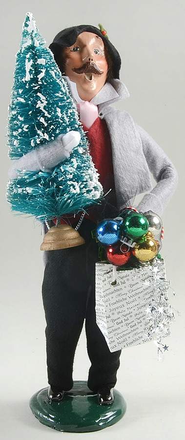 Victorian Assorted Carolers Mustache Shopper Man - Grey - No Box by Byers' Choice Ltd-1