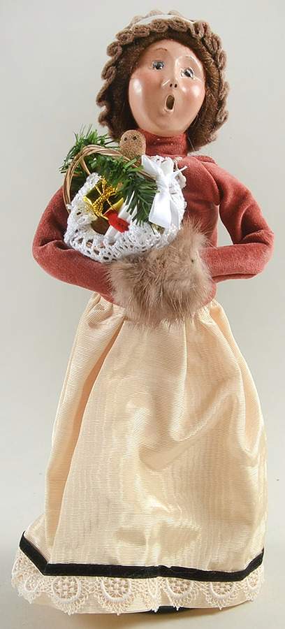 Victorian Assorted Carolers Woman With Basket - Brown - No Box by Byers' Choice Ltd-1