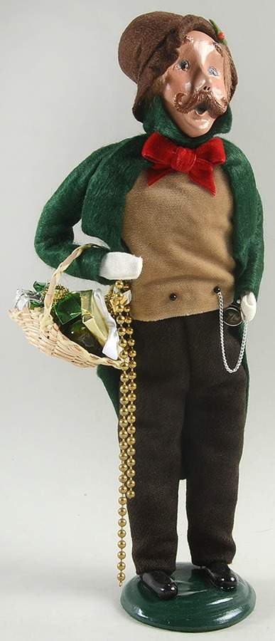 Victorian Assorted Carolers Mustache Man With Decorations- Green - No Box by Byers' Choice Ltd-1