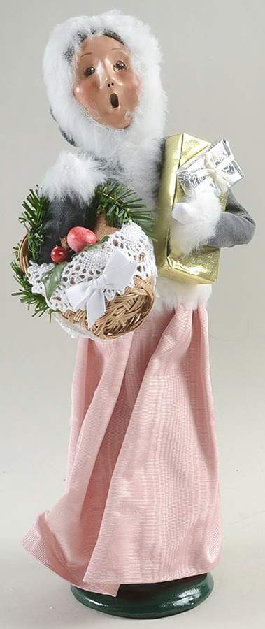Victorian Assorted Carolers Shopper Woman-Grey / Pink - No Box by Byers' Choice Ltd-1