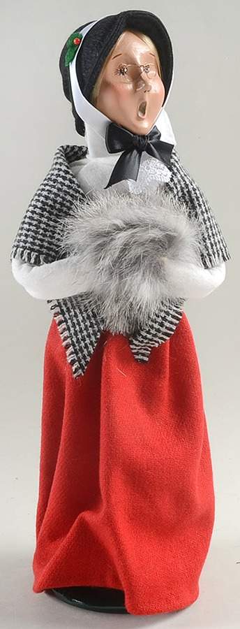 Victorian Assorted Carolers Woman With Muff-White / Red Skirt - No Box by Byers' Choice Ltd-1