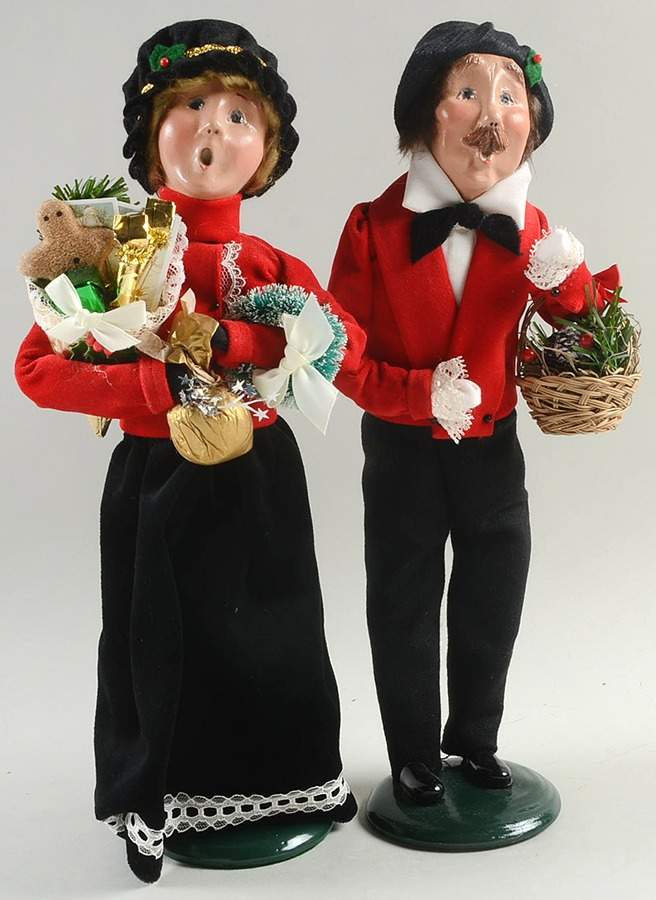 Victorian Assorted Carolers Man And Woman-Red And Black Colors - No Box by Byers' Choice Ltd-1